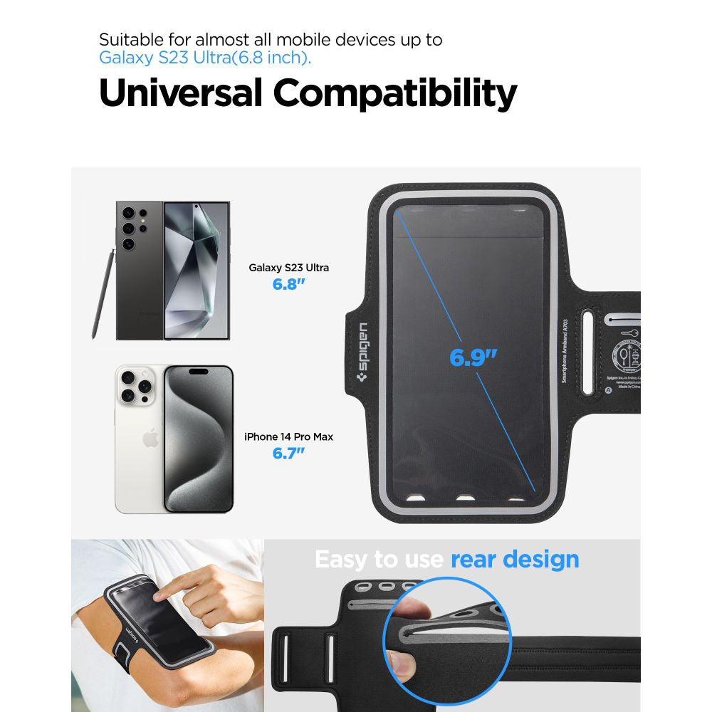 Univerzální vodotěsné pouzdro na telefon max. 6,9 palce, Spigen, Dynamic Shield, černé AMP07187