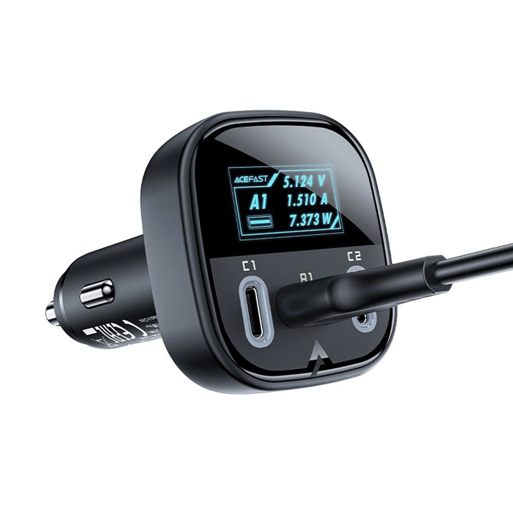 Auto nabíječka Acefast B5 Display, 101W, 5A, 1 x USB-A - 2 x USB-C, Černá
