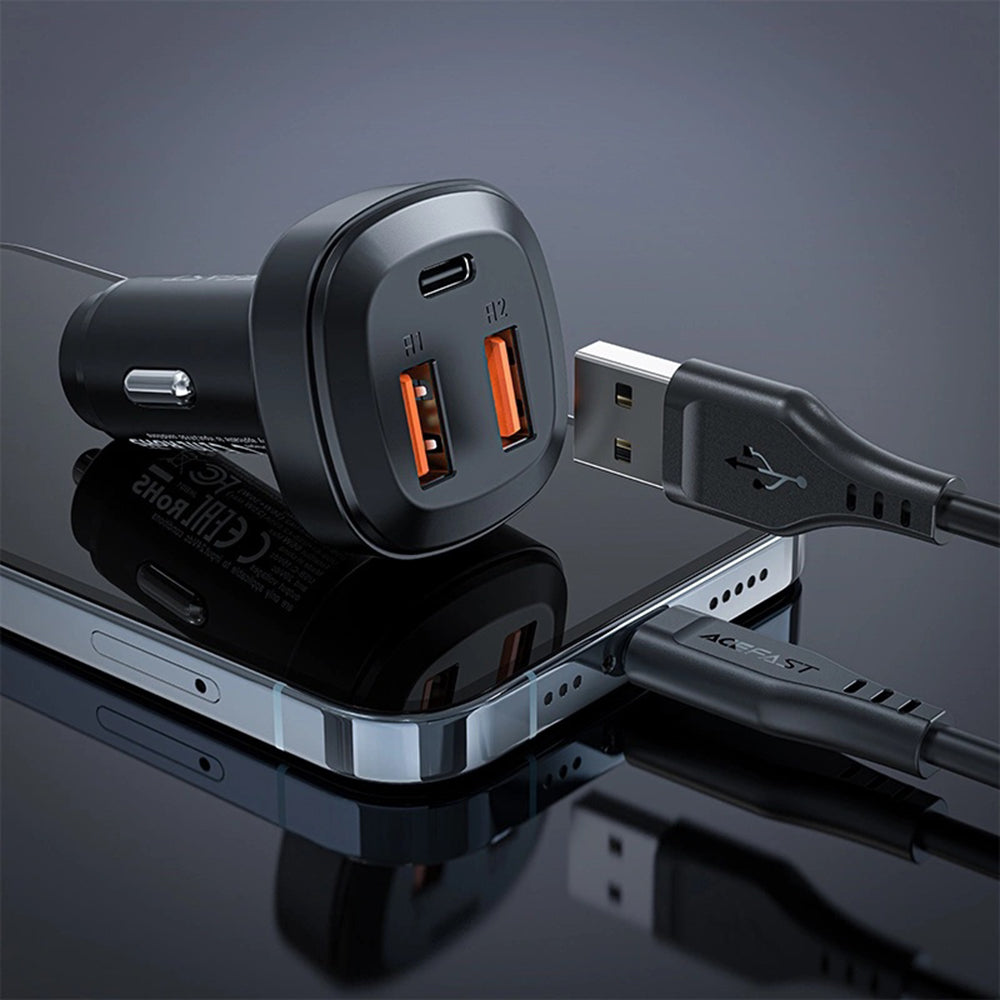 Auto nabíječka Acefast B9, 66W, 5A, 2 x USB-A - 1 x USB-C, Černá