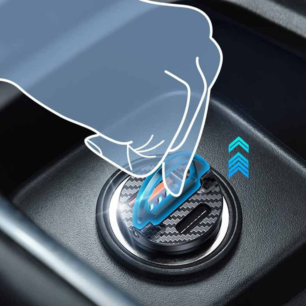 Auto nabíječka Ainope, 30W, 5A, 1 x USB-A - 1 x USB-C, Černá