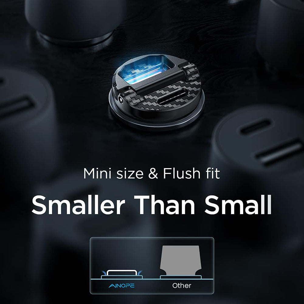 Auto nabíječka Ainope, 30W, 5A, 1 x USB-A - 1 x USB-C, Černá