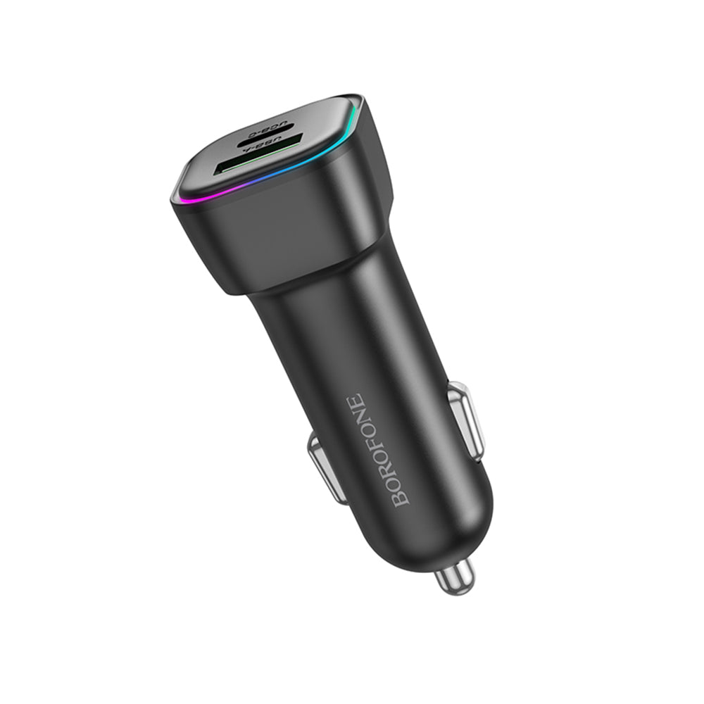 Auto nabíječka Borofone BZ28A Trophie, 30W, 3A, 1 x USB-A - 1 x USB-C, Černá