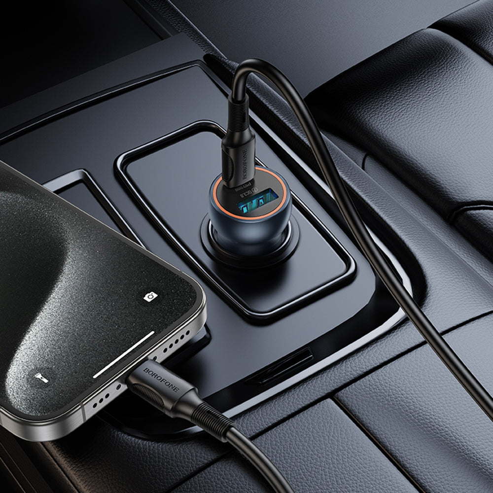 Auto nabíječka Borofone BZ32A Fresh, 30W, 3A, 1 x USB-A - 1 x USB-C, Šedá