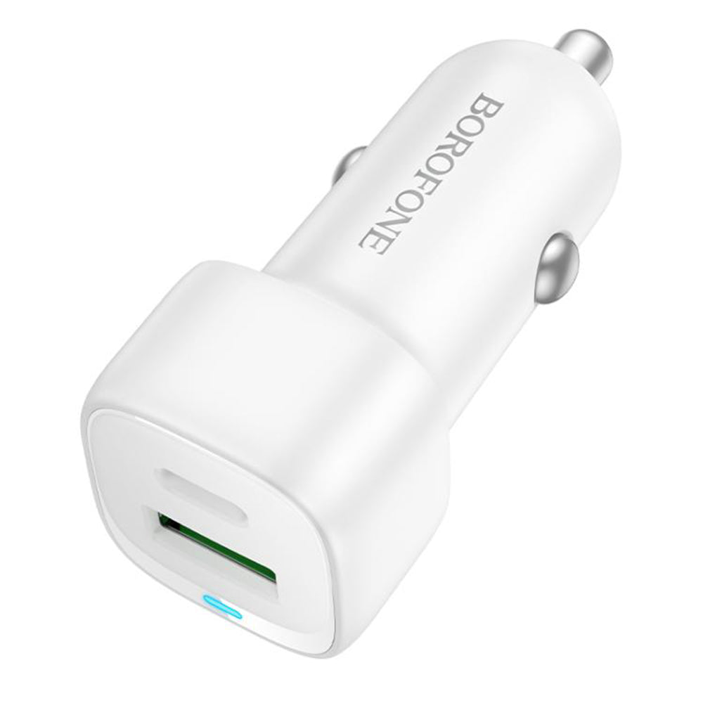 Auto nabíječka Borofone BZ34B Cloud, 20W, 3A, 1 x USB-A - 1 x USB-C, Bílá