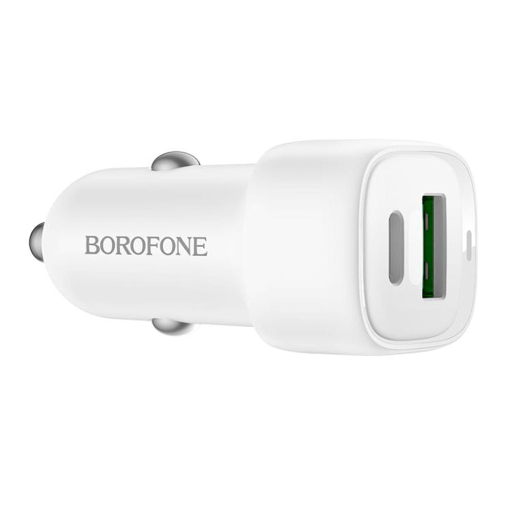 Auto nabíječka Borofone BZ34B Cloud, 20W, 3A, 1 x USB-A - 1 x USB-C, Bílá