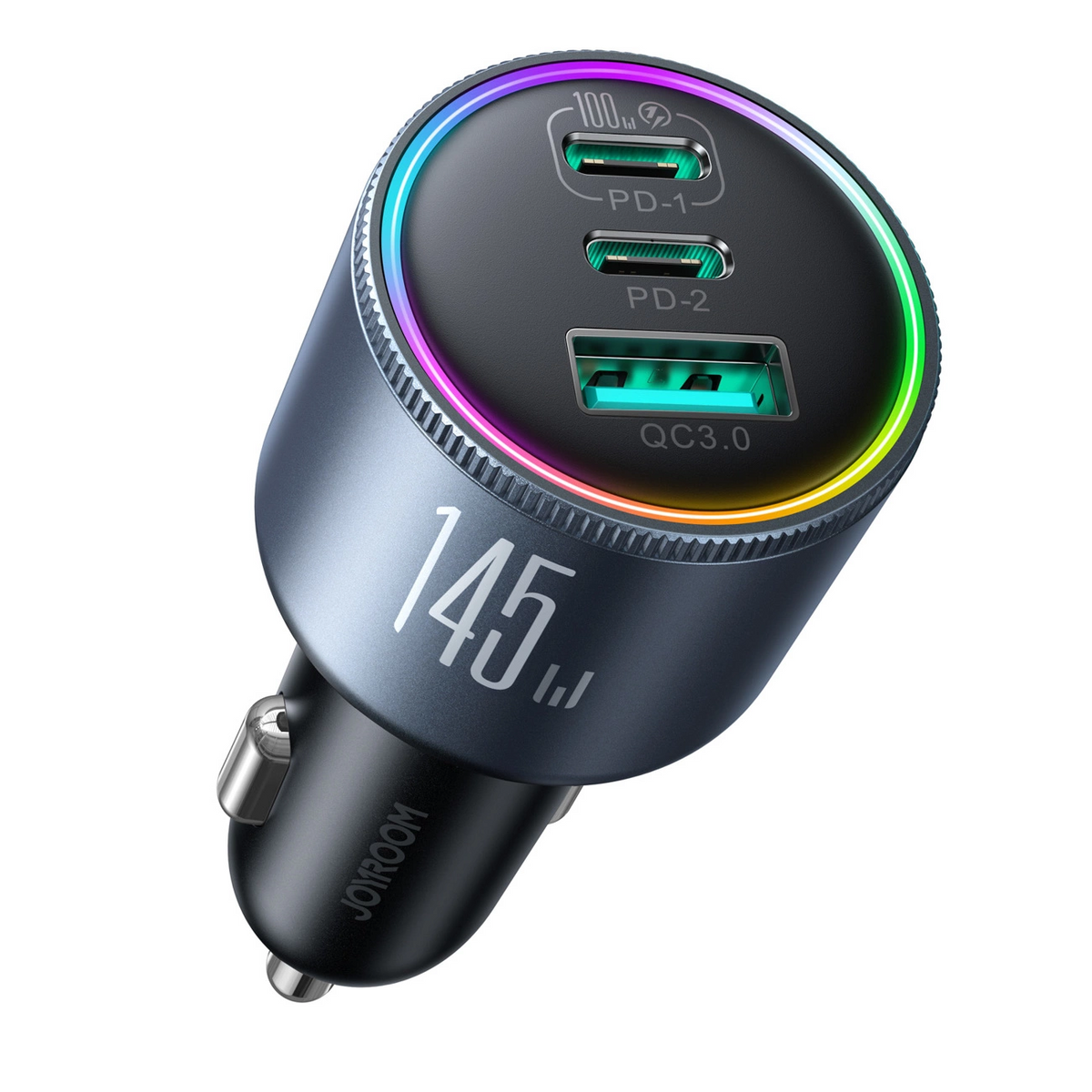 Autonabíječka s kabelem USB-C Joyroom JR-CCN07, 145W, 5A, 1 x USB-A - 2 x USB-C, šedá