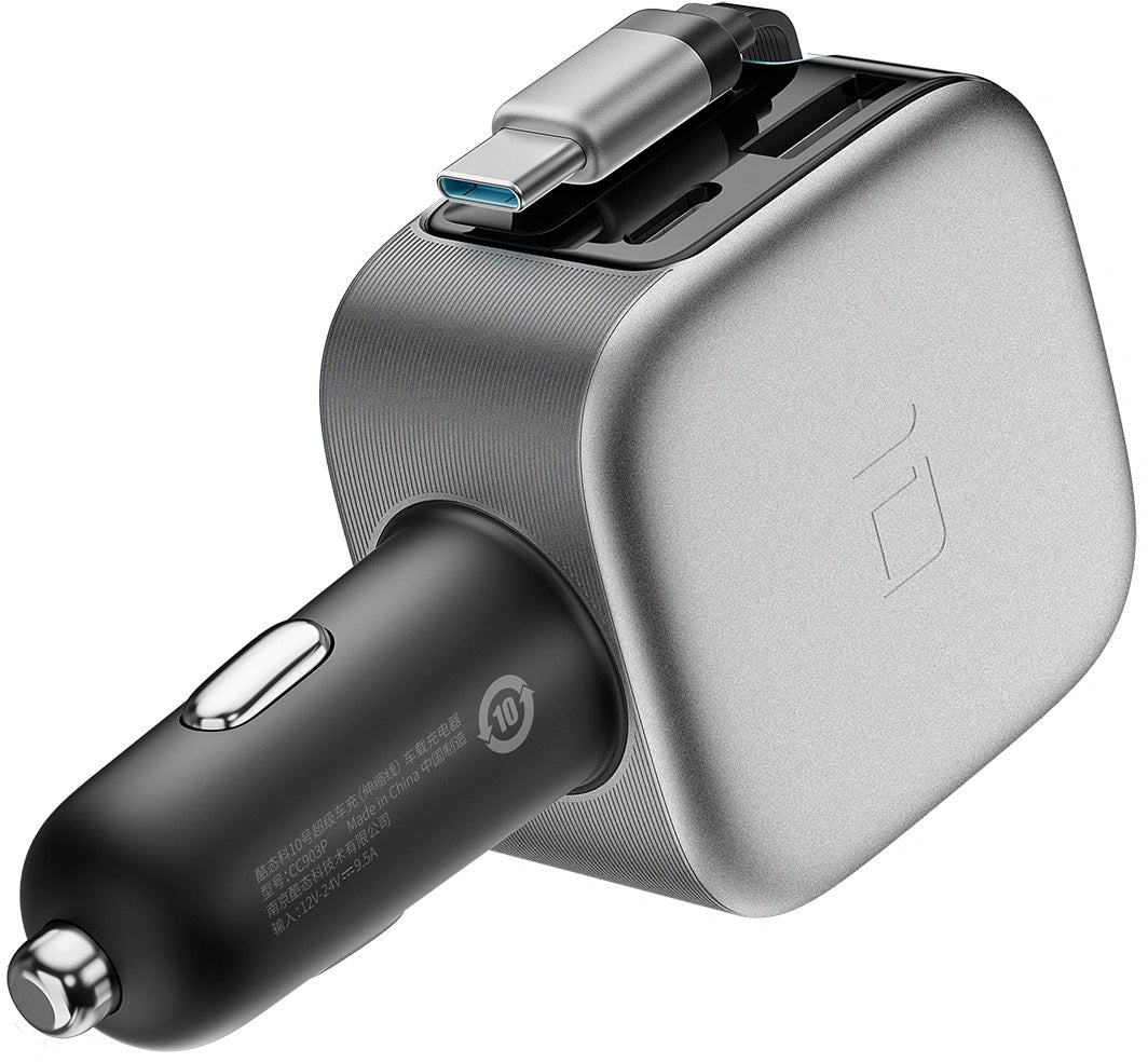 Auto nabíječka s USB-C kabelem Cuktech CC903P Display, 100W, 5A, 1 x USB-A - 1 x USB-C, šedá