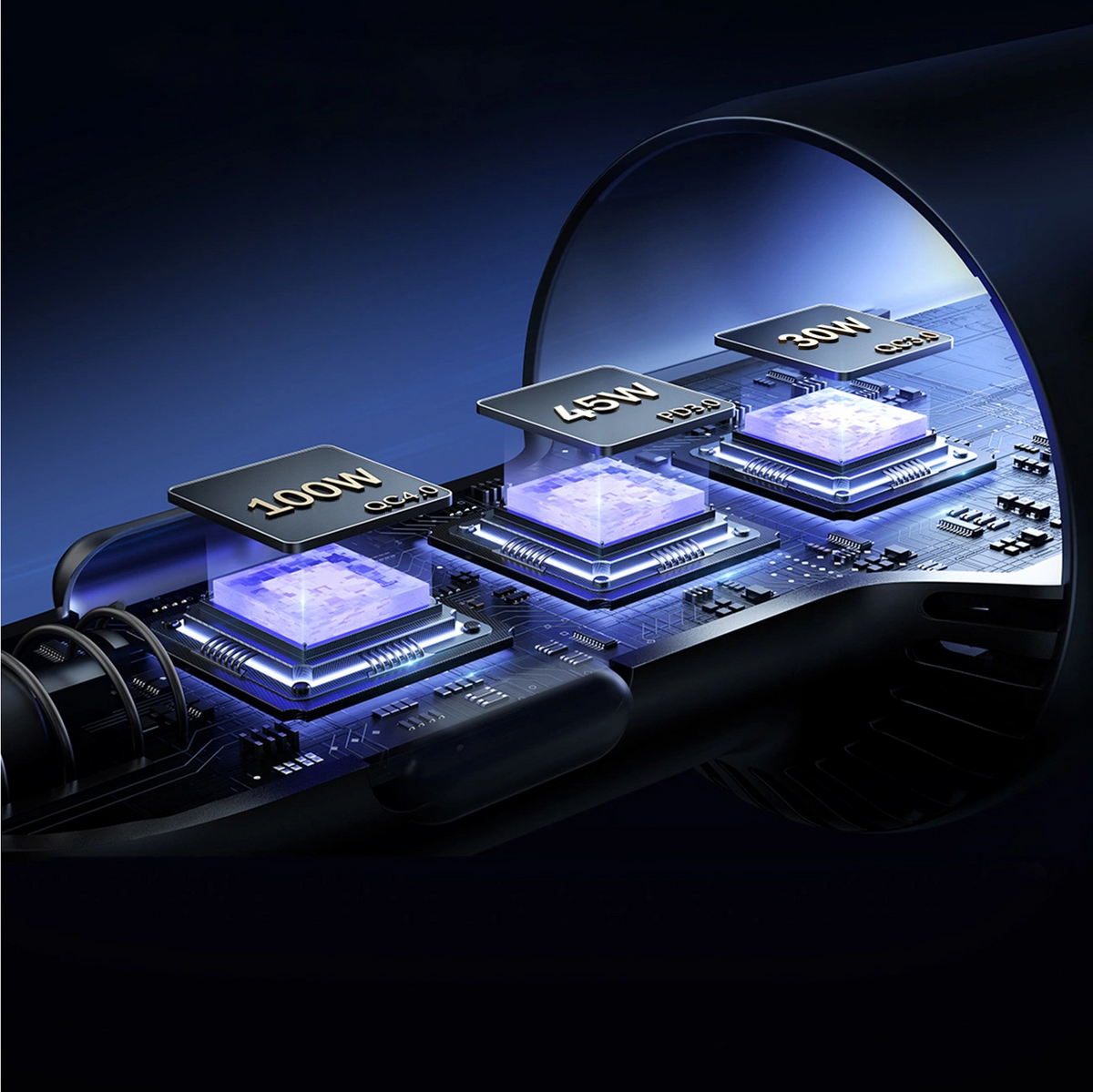 Autonabíječka s kabelem USB-C Joyroom JR-CCN07, 145W, 5A, 1 x USB-A - 2 x USB-C, šedá