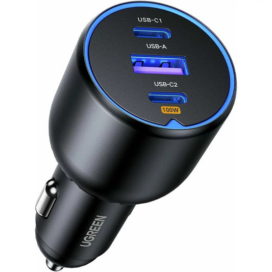 Nabíječka do auta s kabelem USB-C UGREEN CD293, 130 W, 5 A, 1 x USB-A - 2 x USB-C, černá