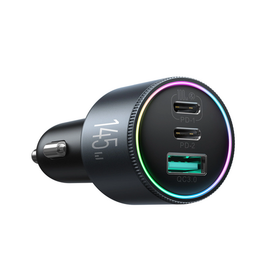 Autonabíječka s kabelem USB-C Joyroom JR-CCN07, 145W, 5A, 1 x USB-A - 2 x USB-C, šedá
