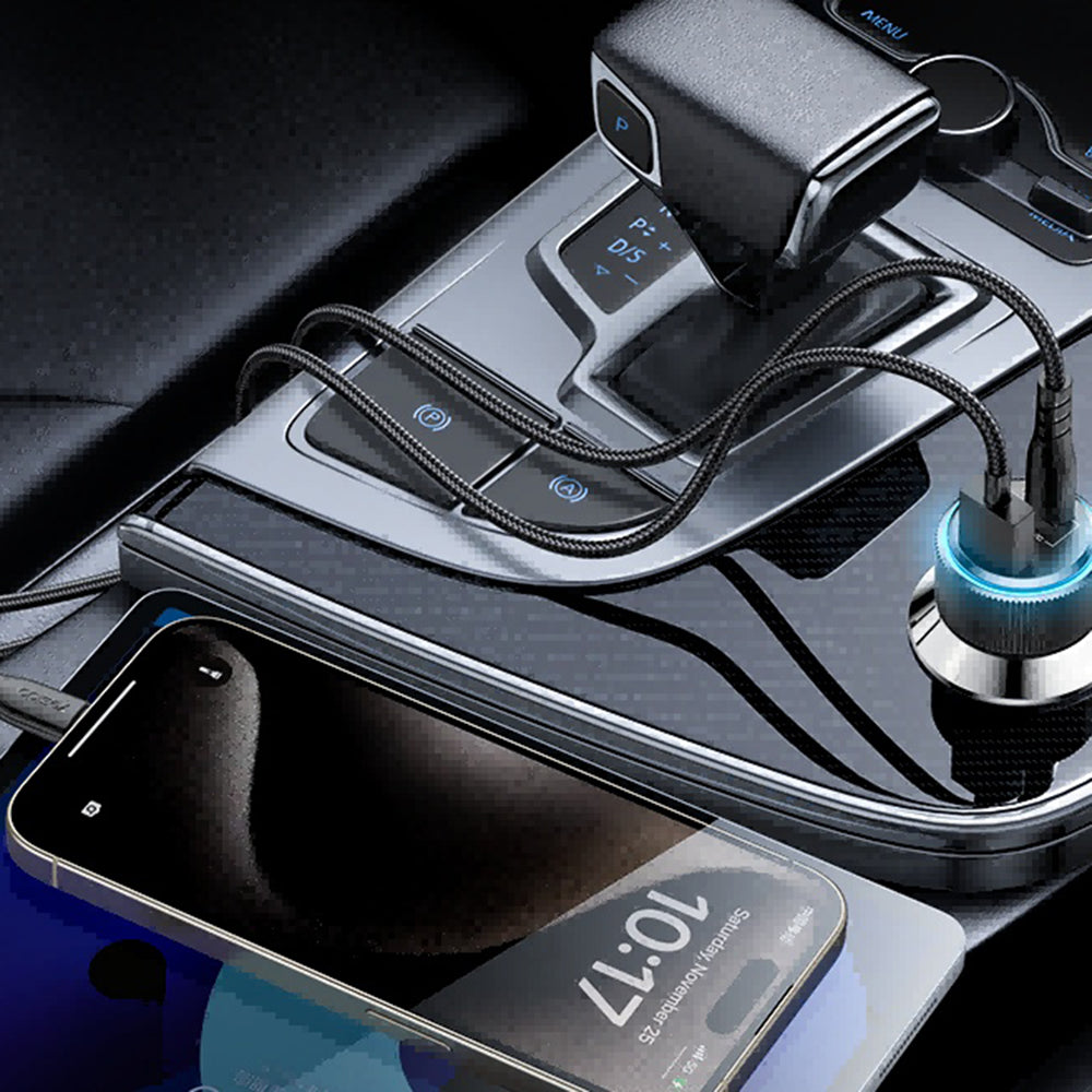 Auto nabíječka s kabelem Lightning Yesido Y60, 38W, 3A, 1 x USB-A - 2 x USB-C, Černá