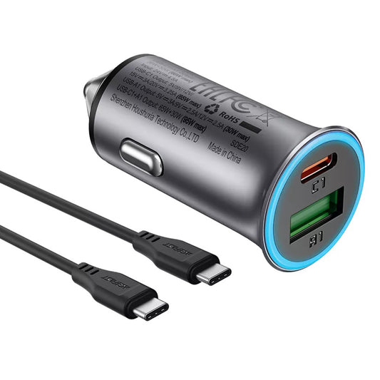Auto nabíječka s USB-C kabelem Acefast B16, 95W, 3.25A, 1 x USB-A - 1 x USB-C, šedá