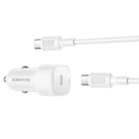 Auto nabíječka s USB-C kabelem Borofone BZ34A Cloud, 20W, 3A, 1 x USB-C, Bílá