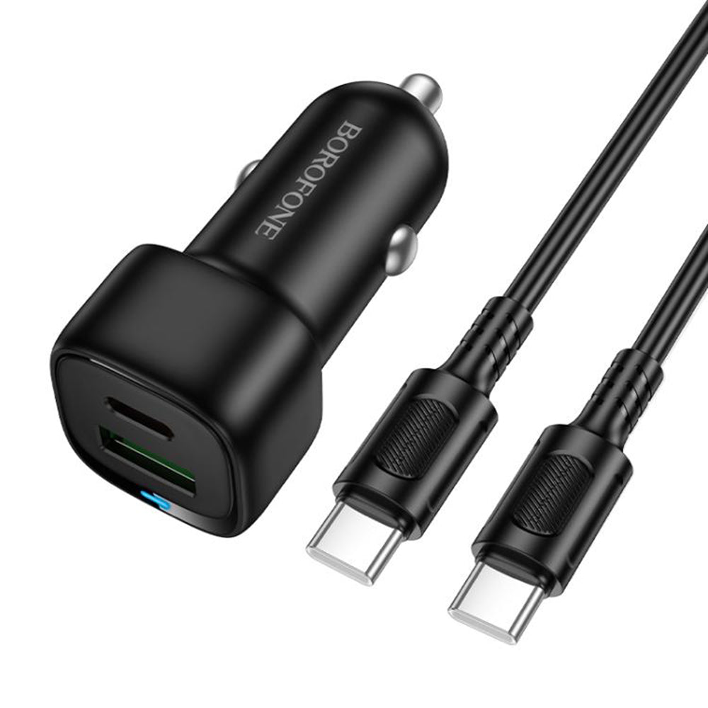 Auto nabíječka s USB-C kabelem Borofone BZ34B Cloud, 20W, 3A, 1 x USB-A - 1 x USB-C, černá
