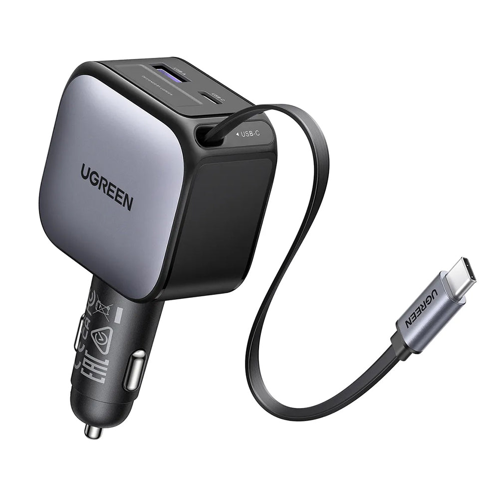Auto nabíječka s USB-C kabelem UGREEN EC602, 60W, 3A, 1 x USB-A - 1 x USB-C, šedá