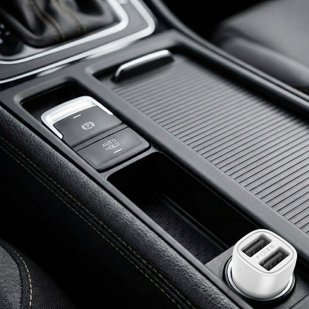 Auto nabíječka Fixed, 15.5W, 3A, 2 x USB-A, Bílá