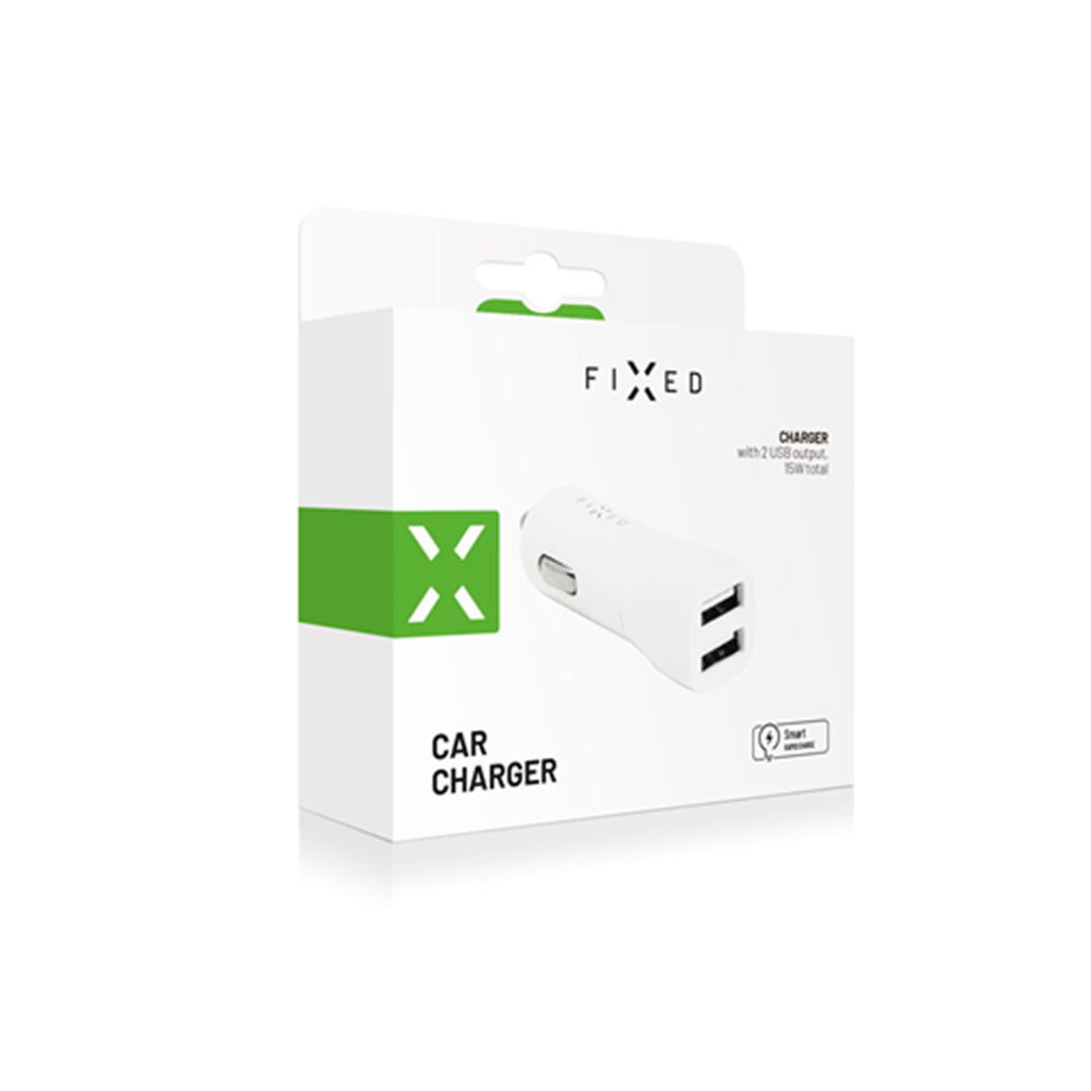 Auto nabíječka Fixed, 15.5W, 3A, 2 x USB-A, Bílá