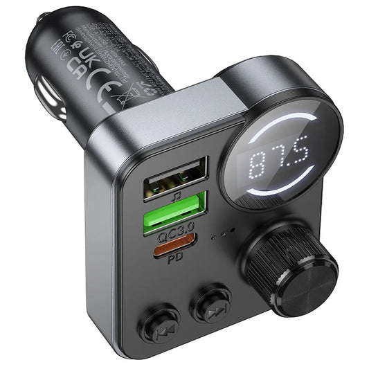 FM modulátor Bluetooth HOCO E86, 2 x USB-A - 1 x USB-C - 1 x microSD