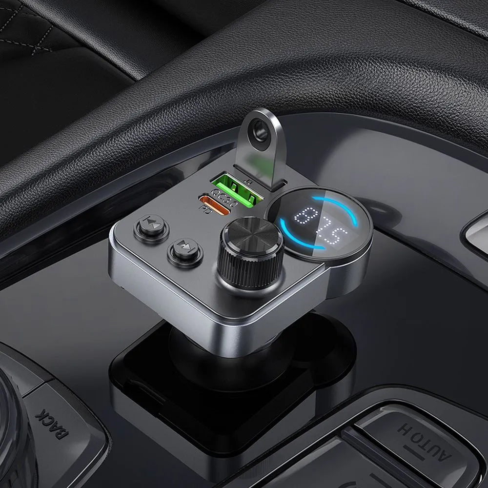 FM modulátor Bluetooth HOCO E86, 2 x USB-A - 1 x USB-C - 1 x microSD