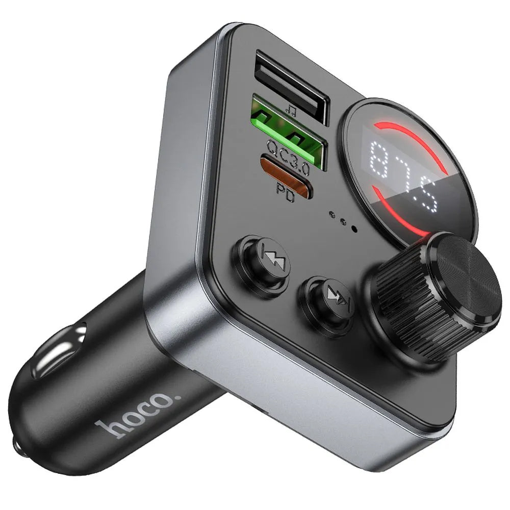 FM modulátor Bluetooth HOCO E86, 2 x USB-A - 1 x USB-C - 1 x microSD