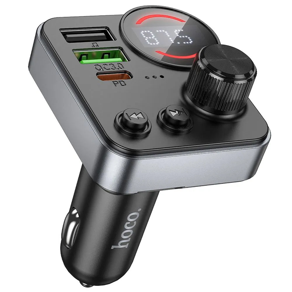 FM modulátor Bluetooth HOCO E86, 2 x USB-A - 1 x USB-C - 1 x microSD