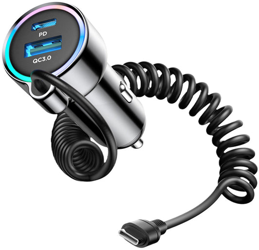 Auto nabíječka s kabelem USB-C Joyroom JR-CL07, 72W, 3A, 1 x USB-A - 1 x USB-C, Černá