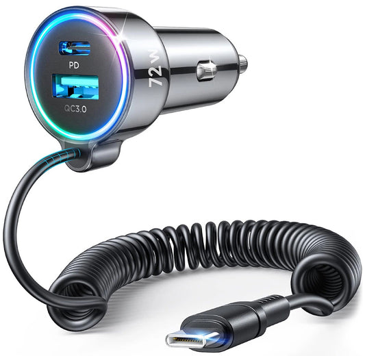 Auto nabíječka s kabelem USB-C Joyroom JR-CL07, 72W, 3A, 1 x USB-A - 1 x USB-C, Černá