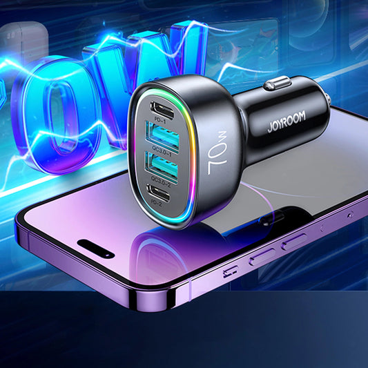 Nabíječka do auta Joyroom JR-CL29, 70W, 3A, 2 x USB-A - 2 x USB-C, černá