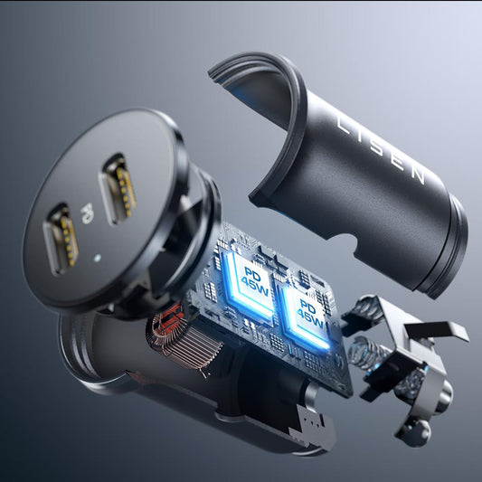 Autonabíječka Lisen, 45W, 3A, 2 x USB-C, Černá YL0223080007