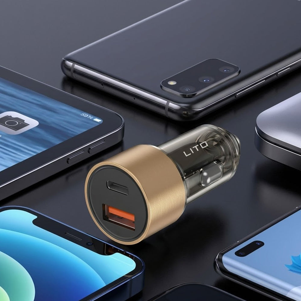 Auto nabíječka Lito IN-C04, 52W, 3A, 1 x USB-A - 1 x USB-C, Černá