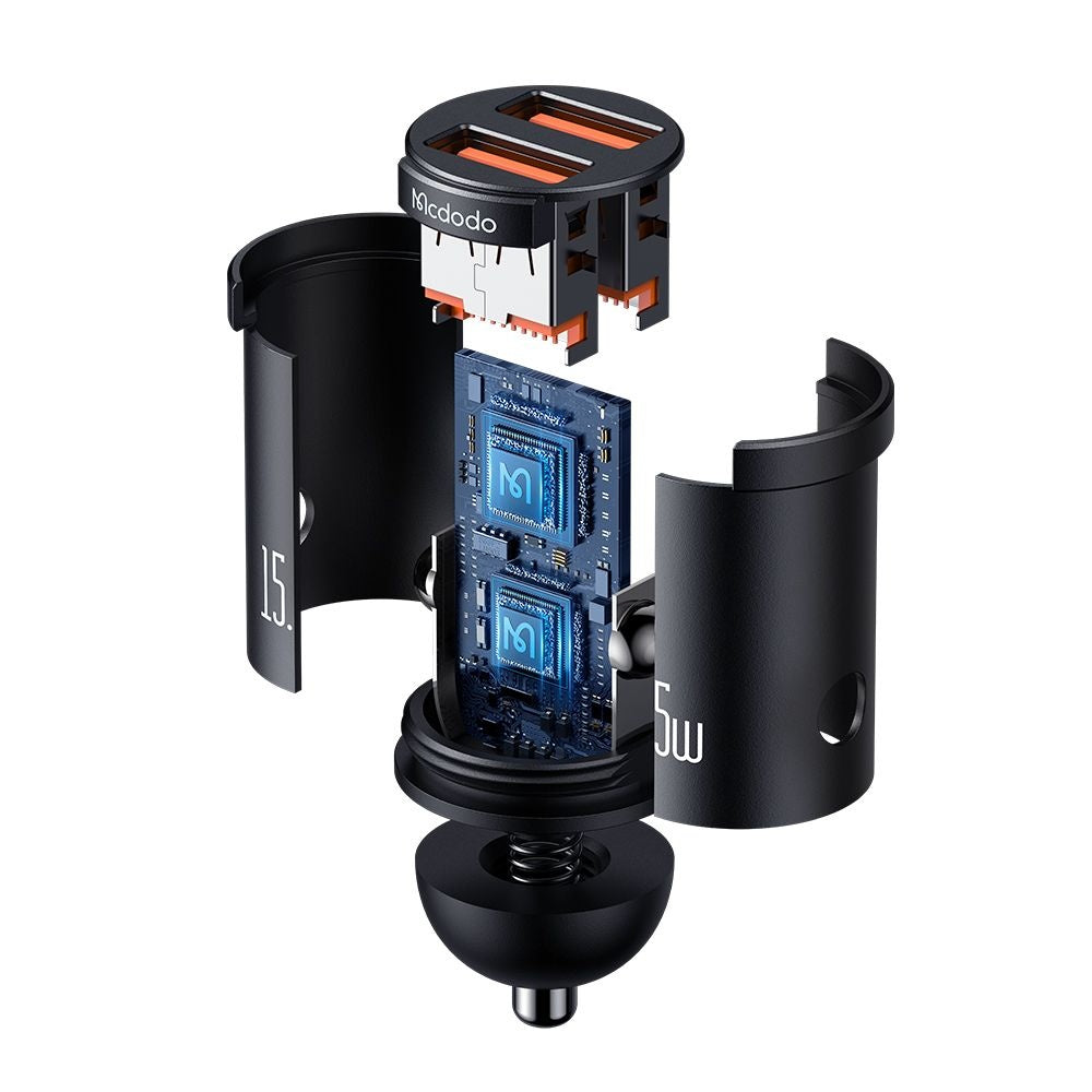 Auto nabíječka McDodo CC-2950 Cool, 15.5W, 3.1A, 2 x USB-A, Černá