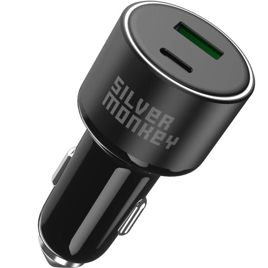 Nabíječka do auta Silver Monkey SMA014, 100W, 3A, 1 x USB-A - 1 x USB-C, černá