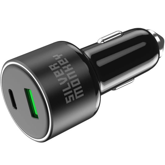 Nabíječka do auta Silver Monkey SMA014, 100W, 3A, 1 x USB-A - 1 x USB-C, černá