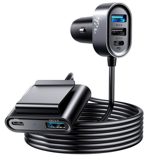 Auto nabíječka Joyroom JR-CL05, 72W, 3A, 2 x USB-C - 3 x USB-A, Černá