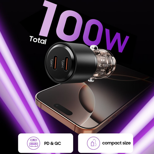 Auto nabíječka Tech-Protect CC03, 100W, 3,25A, 2 x USB-C, černá