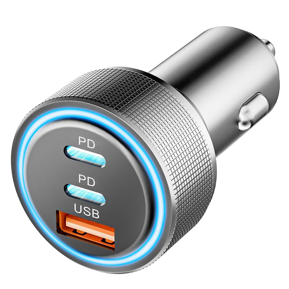 Auto nabíječka Techsuit C6 DriveBoost, 60W, 3A, 1 x USB-A - 2 x USB-C, Stříbrná