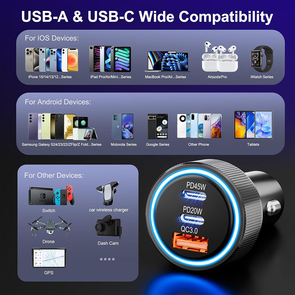 Auto nabíječka Techsuit C6 DriveBoost, 60W, 3A, 1 x USB-A - 2 x USB-C, Stříbrná