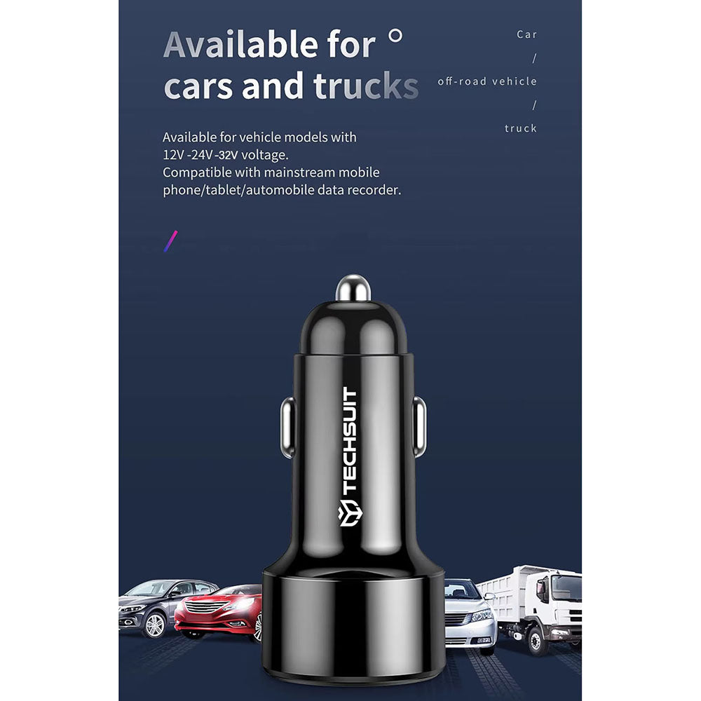 Auto nabíječka Techsuit TE-P31 Premium, 48W, 3A, 1 x USB-A - 1 x USB-C, Černá