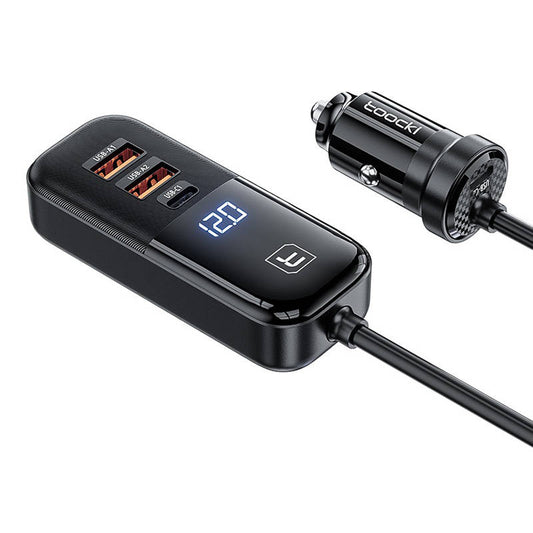 Nabíječka do auta Toocki 2A+2C, 120W, 3A, 2 x USB-A - 2 x USB-C, černá TCC2C2C2AXJ01