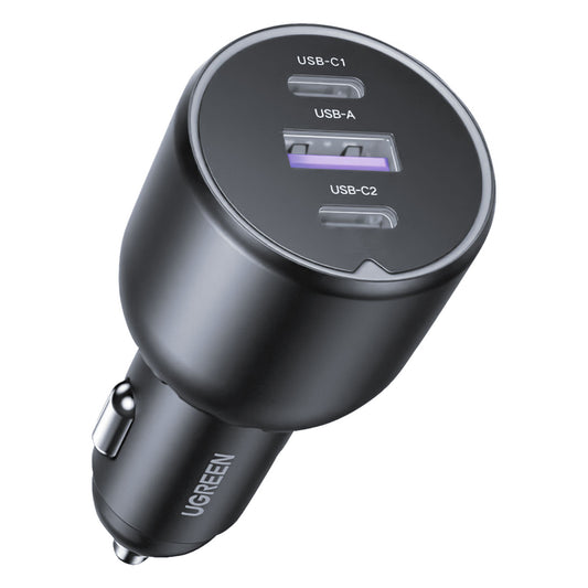 Nabíječka do auta UGREEN EC705, 130W, 5A, 1 x USB-A - 2 x USB-C, šedá