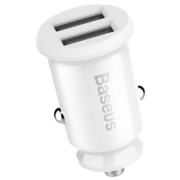 Baseus Grain nabíječka do auta, 10,5 W, 2,1 A, 2 x USB-A, bílá CCALL-ML02