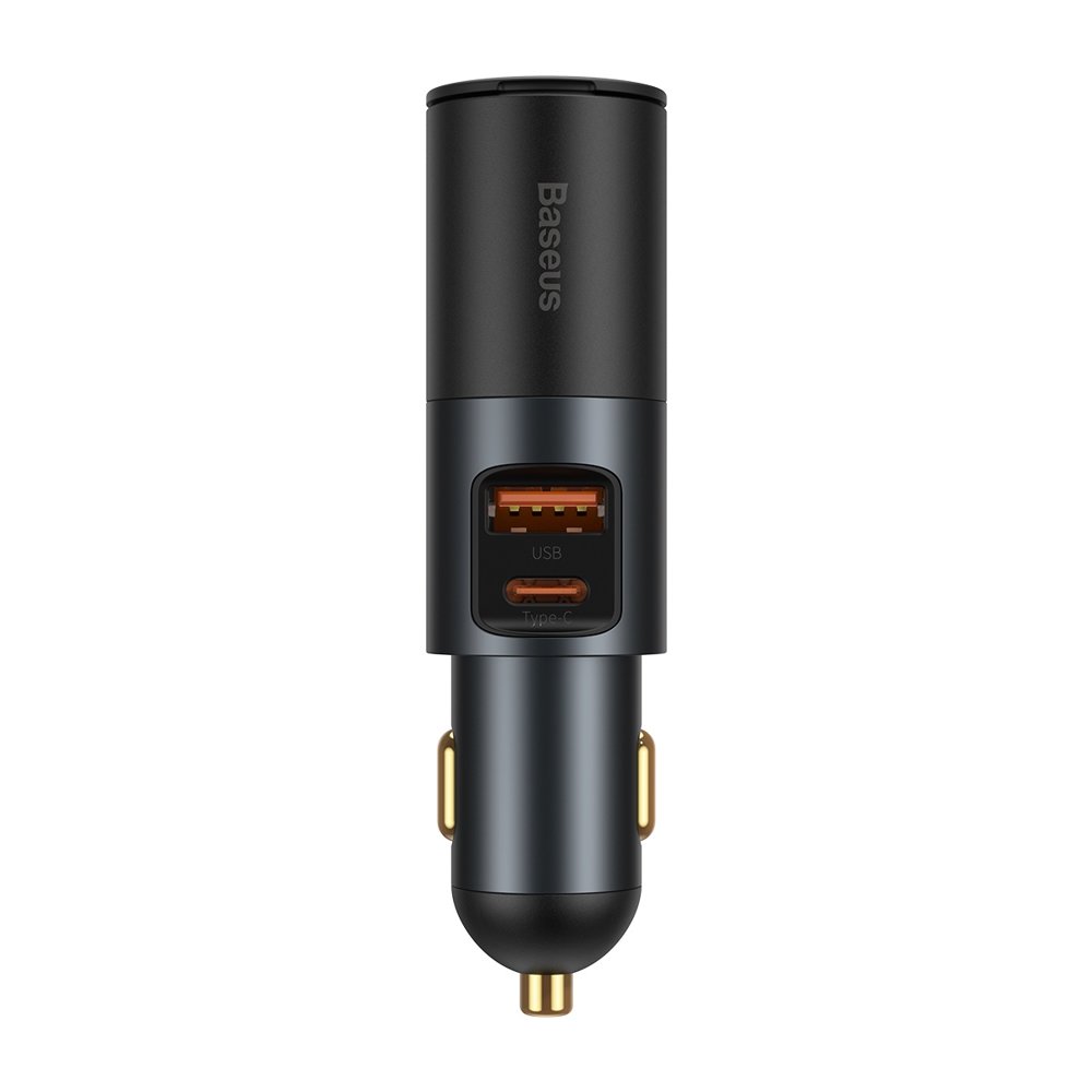 Auto nabíječka Baseus Share Together, 120W, 3A, 1 x USB-A - 1 x USB-C - 1 x prodloužení zapalovače, šedá CCBT-C0G