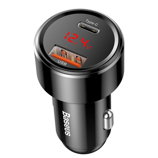 Nabíječka do auta Baseus Magic Display Series, 45W, 6A, 1 x USB-A - 1 x USB-C, černá CCMLC20C-01