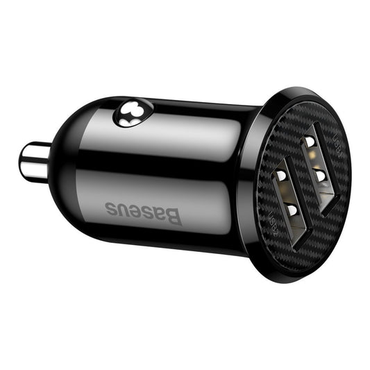 Nabíječka do auta Baseus Grain Pro, 24W, 2,4A, 2 x USB-A, černá CCALLP-01