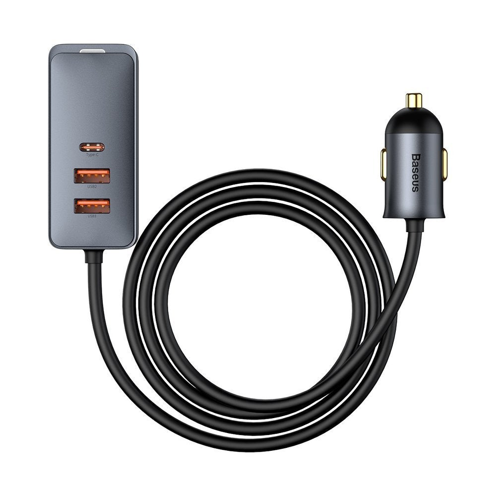 Auto nabíječka Baseus Share Together, 120W, 3A, 3 x USB-A - 1 x USB-C, Šedá CCBT-B0G