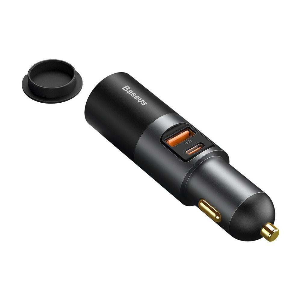 Auto nabíječka Baseus Share Together, 120W, 3A, 1 x USB-A - 1 x USB-C - 1 x prodloužení zapalovače, šedá CCBT-C0G