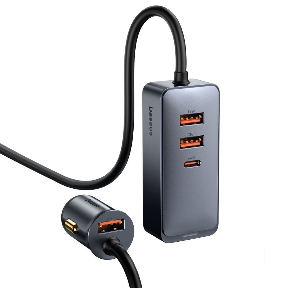 Auto nabíječka Baseus Share Together, 120W, 3A, 3 x USB-A - 1 x USB-C, Šedá CCBT-B0G