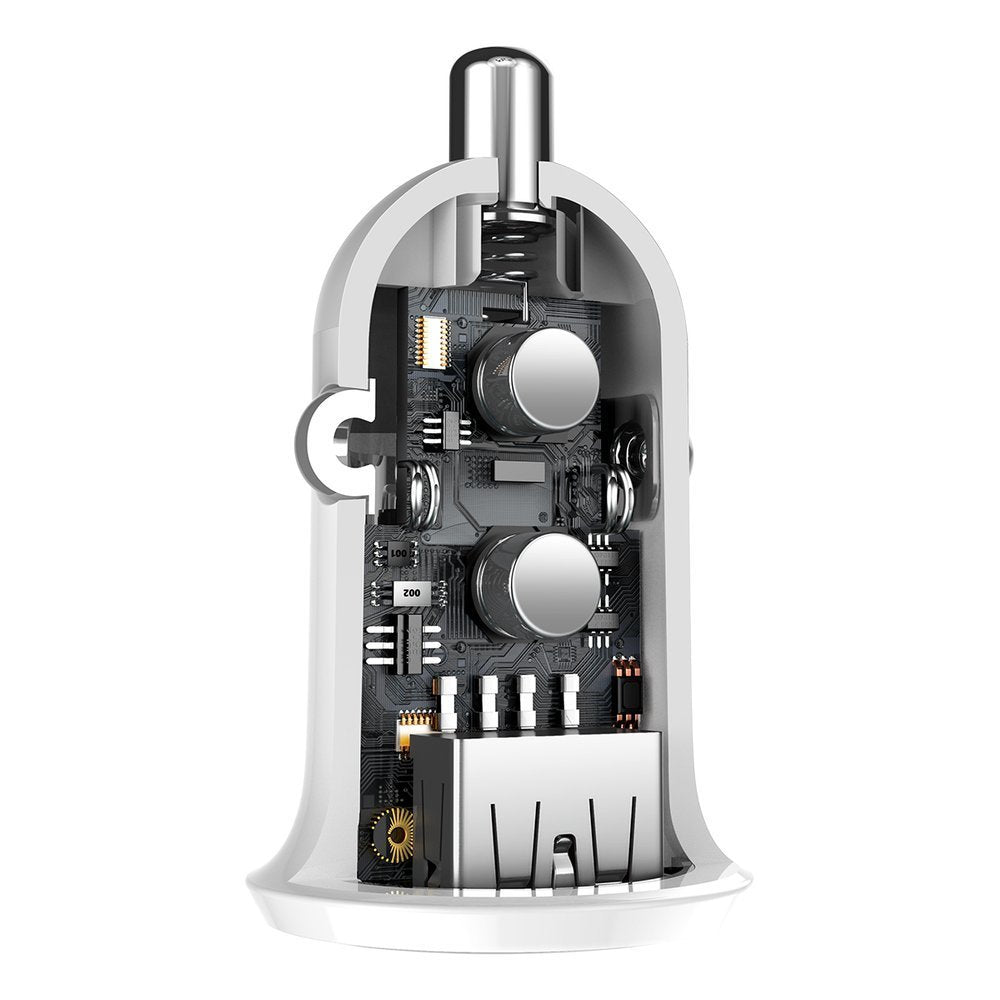 Nabíječka do auta Baseus Grain Pro, 24 W, 2,4 A, 2 x USB-A, bílá CCALLP-02