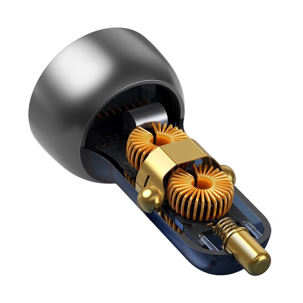 Auto nabíječka Baseus, 65W, 5A, 1 x USB-A - 1 x USB-C, Šedá CCKX-C0A