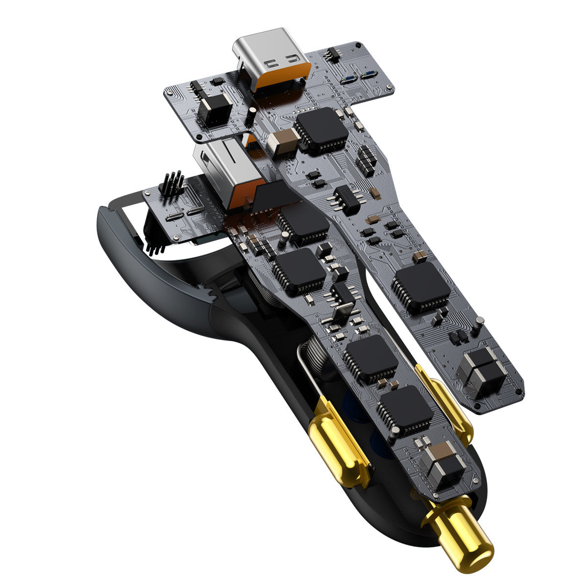 Nabíječka do auta s kabelem USB-C Baseus Qualcomm, 160 W, 3A, 1 x USB-A - 2 x USB-C, šedá TZCCZZM-0G